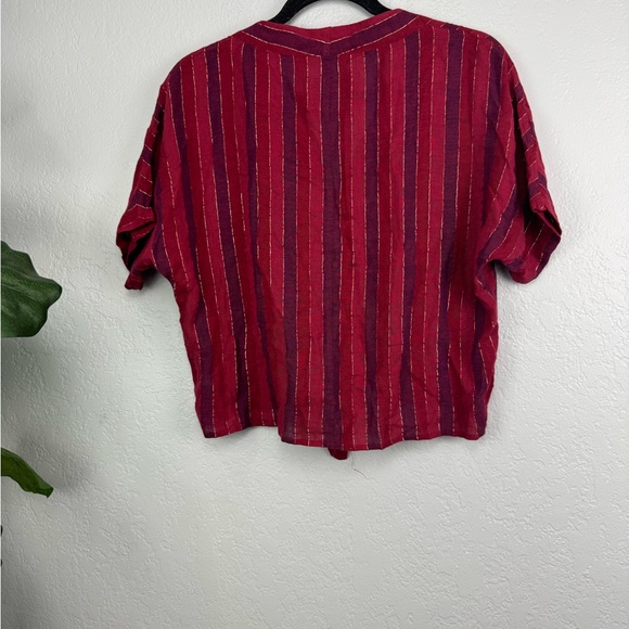 Rails Thea Rouge Stripe Red Metallic Tie Front Crop Top XS - Picture 11 of 11